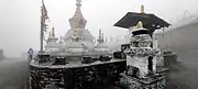 Left-side view of the Chorten at Lawa La Pass in Central Bhutan, c. March 2023