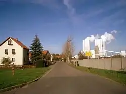 Entrance to Lippendorf village with power plant