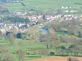 An elevated view of Llanrwst from Gwydir Forest