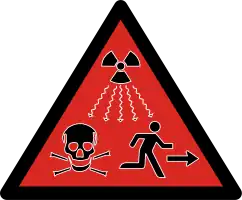 2007 ISO radioactivity hazard symbol intended for IAEA Category 1, 2 and 3 sources defined as dangerous sources capable of death or serious injury