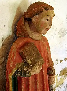 The polychromed statue of St Laurent in the Logonna-Daoulas Chapelle Saint-Jean-Baptiste