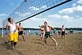 Beach volleyball is a popular activity at Longview Lake.