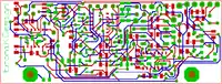 Double layered plating in CAD. Vias makes EDA placement possible. Bottom layer – Red Top layer – Blue