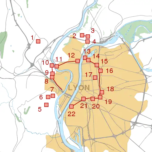 Map of the fortifications of the Rohault de Fleury system