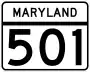 Maryland Route 501 marker