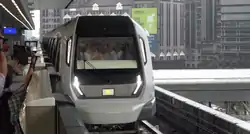 MRT train entering the Phileo Damansara MRT station platform.