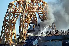 Golden Ray cargo catches fire (May 14, 2021) from a welder's torch