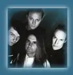 Band circa 1991; clockwise from left - Randy Rose, Brent Gordon, Mike Pendleton, Roger Rose