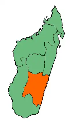 Map of Madagascar with Fianarantsoa highlighted