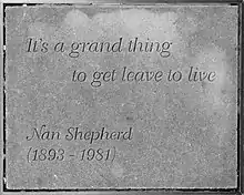 Nan Shepherd's stone slab at the Lady Stair's Close