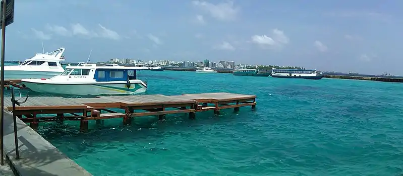 Male' as seen from Hulhule' ferry terminal