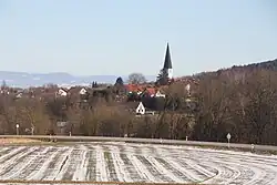 View towards Mamming with the Church of Saint Margaret