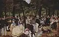 Music in the Tuileries by Édouard Manet where Balleroy is shown seated