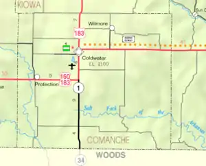 KDOT map of Comanche County (legend)