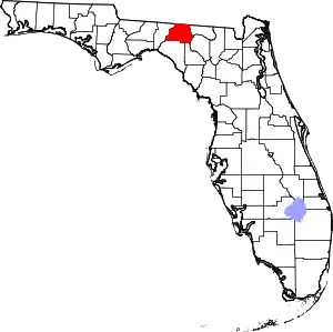 A state map highlighting Madison County in the corner part of the state. It is medium in size.