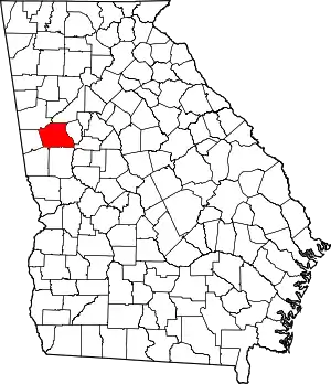 State map highlighting Coweta County