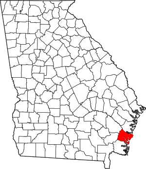 State map highlighting Glynn County