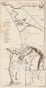 Detailed map of Gibraltar in 1782