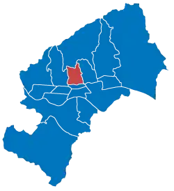 Location of Gornji Grad–Medveščak, shown in red, within Zagreb