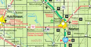 KDOT map of Harvey County (legend)