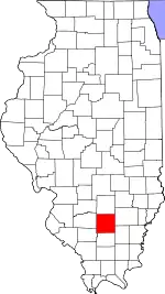 Map of Illinois highlighting Jefferson County