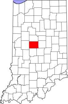 Map of Indiana highlighting Boone County