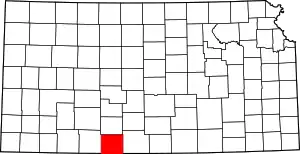 Map of Kansas highlighting Comanche County