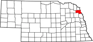 Map of Nebraska highlighting Thurston County