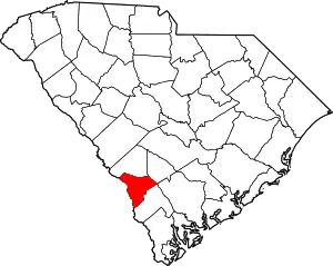 Map of South Carolina highlighting Allendale County