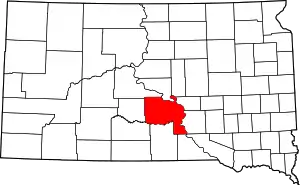 Map of South Dakota highlighting Lyman County