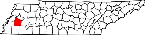 Map of Tennessee highlighting Haywood County