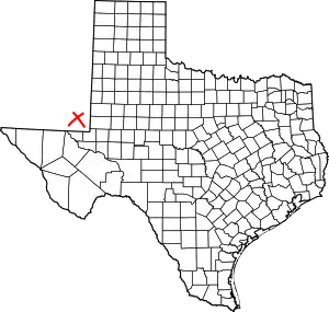 Map of Texas highlighting Worth County