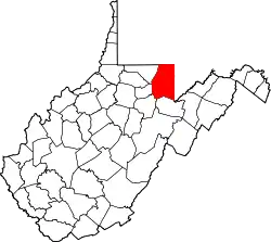 State map highlighting Preston County