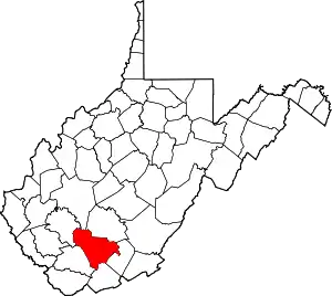 State map highlighting Raleigh County