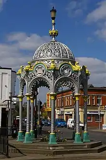 Memorial Fountain in March, Cambridgeshire commemorates the Coronation of King George V in 1911