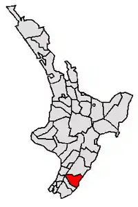 Location of Masterton District in North Island