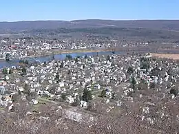 A view of Matamoras from the hills behind the town. Mid-Delaware Bridge connects it to Port Jervis, New York