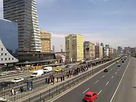 Metrobus Mecidiyeköy station and Mecidiyeköy panorama