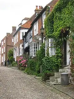 Image 107Mermaid Street in Rye showing typically steep slope and cobbled surface (from Portal:East Sussex/Selected pictures)