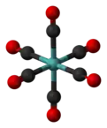 Ball and stick model of molybdenum hexacarbonyl