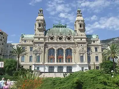 The gardens behind the casino with the Salle Garnier in the background