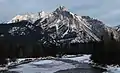 Mount Lorette seen from Kananaskis valley with Skogan Peak behind to left