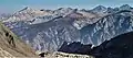 South aspect of Mt. Izaak Walton centered at top. To left is parent Evon Benchmark, and to right are Red and White Mountain, Red Slate Mountain.