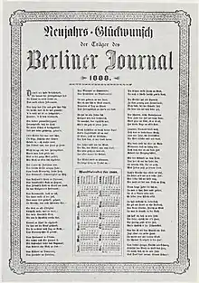 The Berliner Journal broadside for 1888.