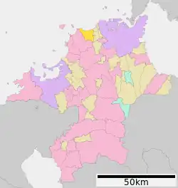 Location of Okagaki in Fukuoka Prefecture