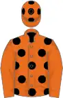 Orange, black spots, orange sleeves