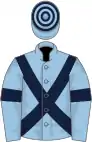 Light Blue, Dark Blue cross sashes and armlets, hooped cap