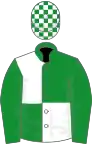 Green and white (quartered), green sleeves, checked cap