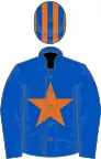 Royal blue, orange star, striped cap