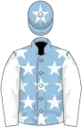 Light blue, white stars, sleeves and star on cap